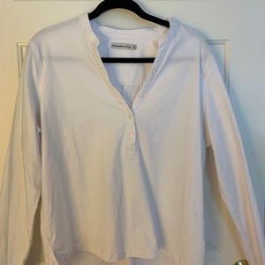 White Cotton V Neck Shirt